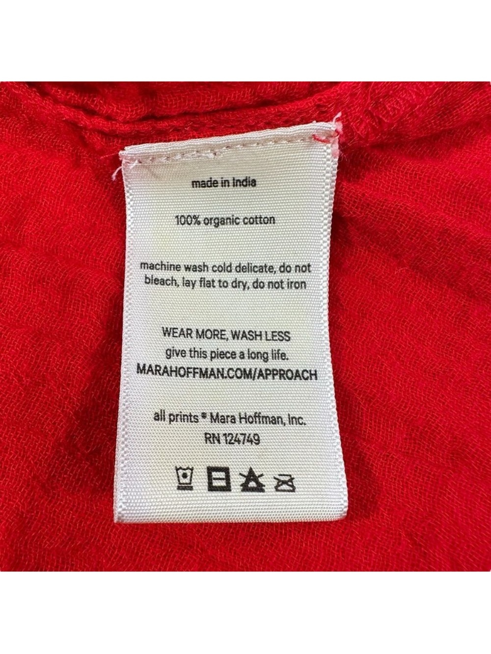 Mara Hoffman Swim Red Organic Cotton Gauzy Belted Cover Up Dress, XL - Picture 7 of 10